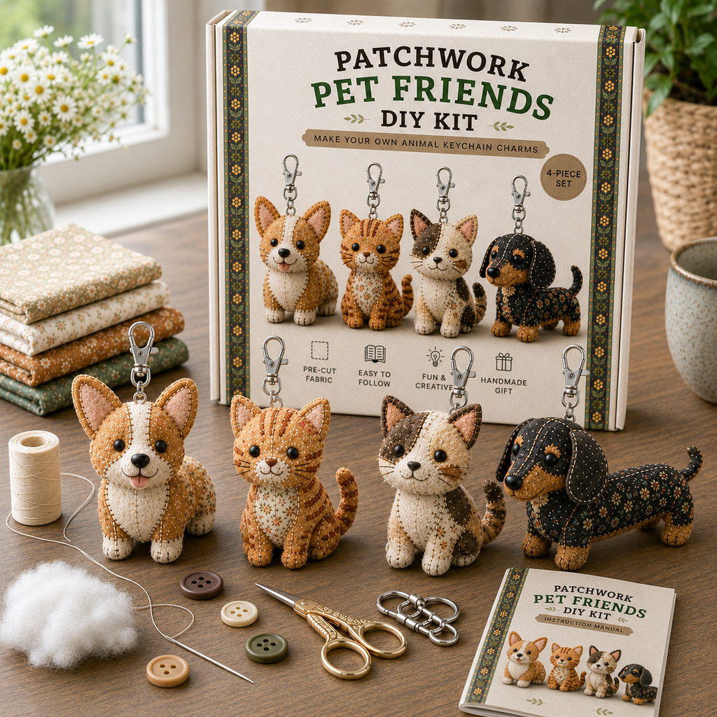 🧵 Patchwork Animal Keychain DIY Kit