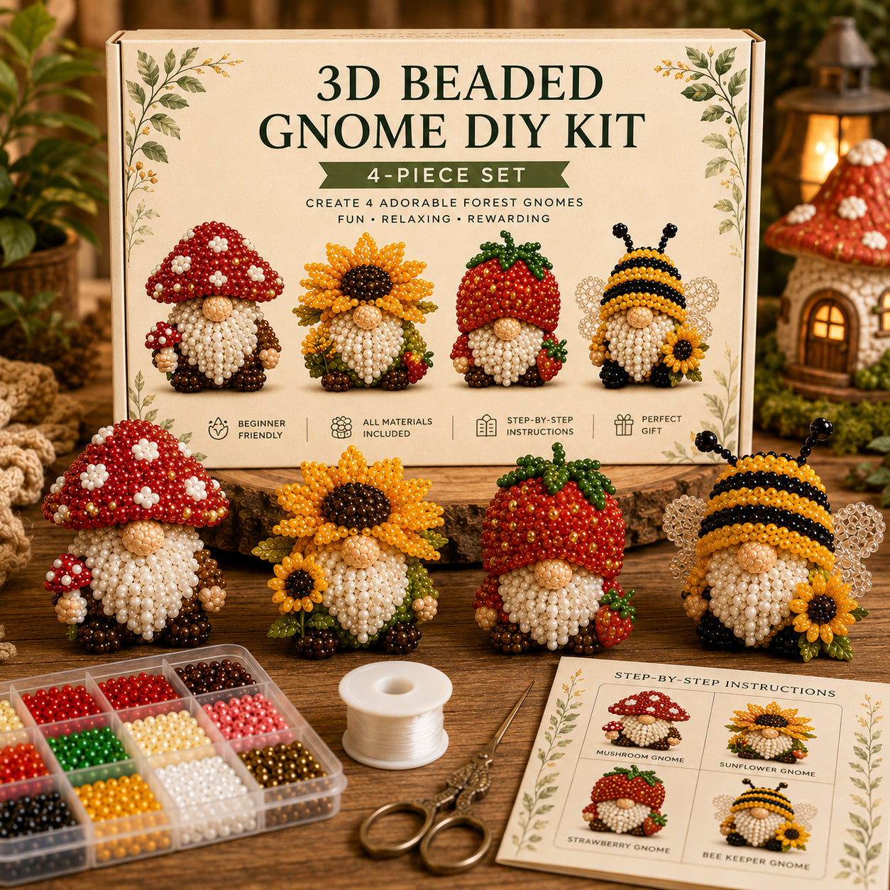 🔥LAST DAY 70% OFF♥ 3D Beaded Gnome DIY Kit