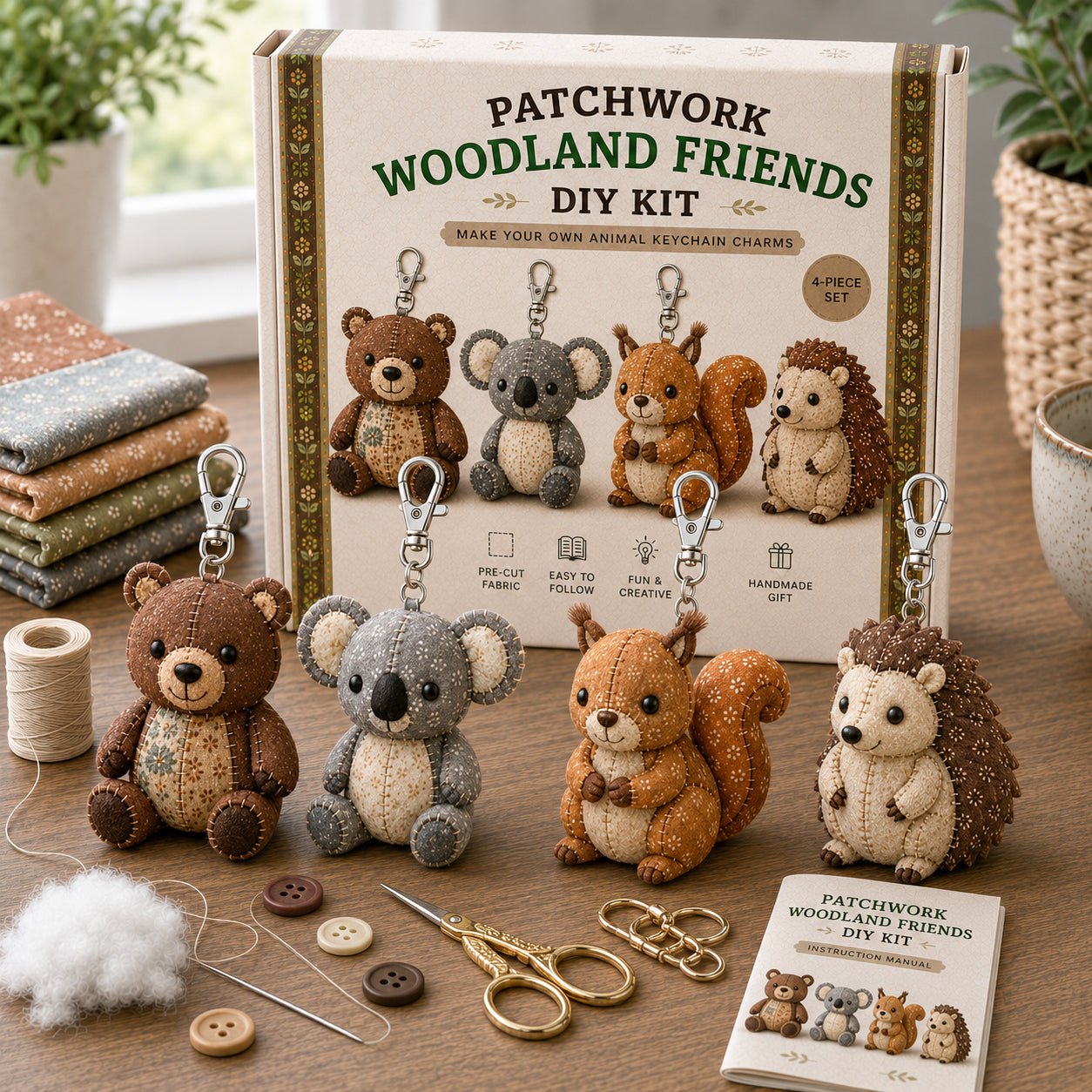 🧵 Patchwork Animal Keychain DIY Kit